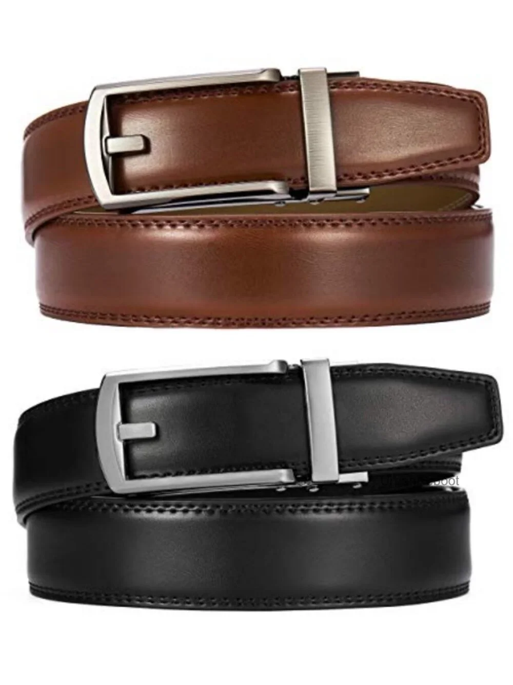Men's Genuine Leather Ratchet Dress Belt 2 Pack - Adjustable